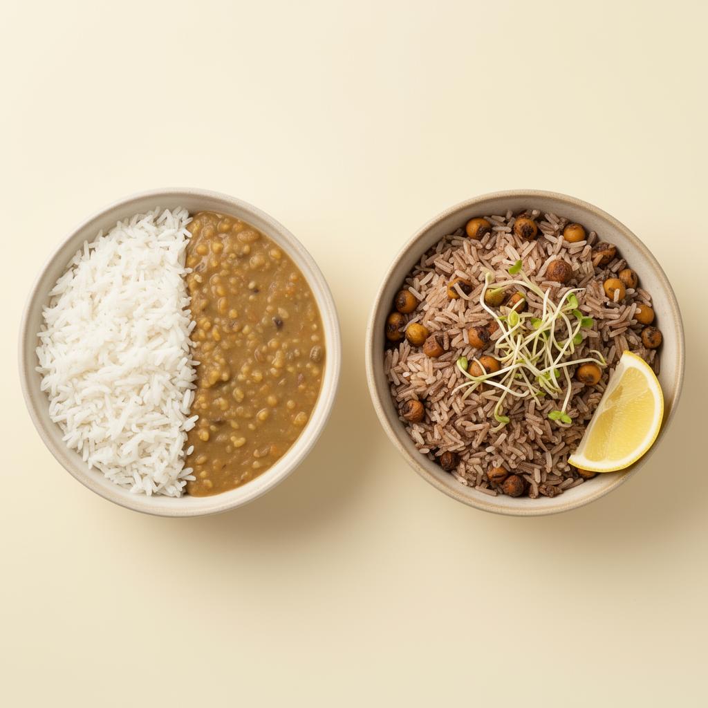 Plain dal rice vs sprouted brown rice
